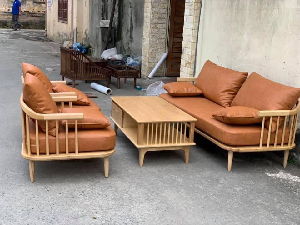 sofa gỗ phòng khách hiện đại