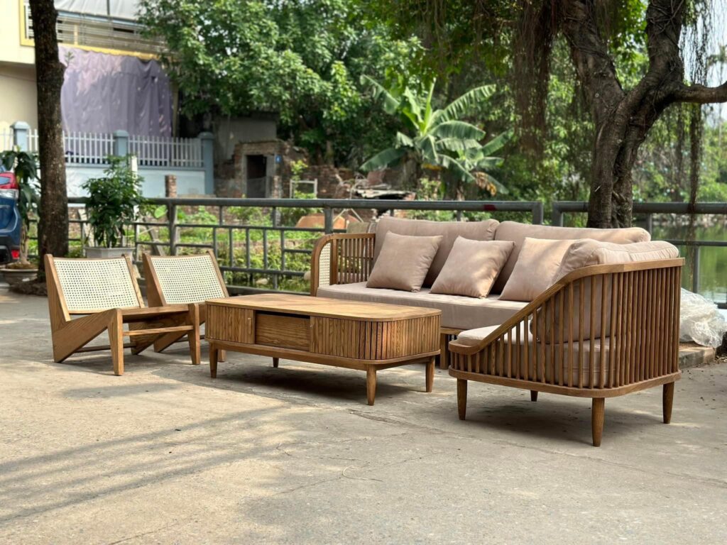 sofa gỗ phòng khách hiện đại